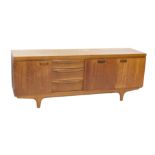 A Schreiber McDonald 1960s teak sideboard, with arrangement of three cupboard doors and three drawer