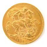 A George V full gold sovereign dated 1911.