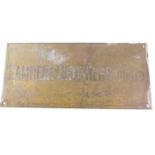 A late 19th/early 20thC engraved brass office sign for Lambert Brothers Limited, Road Office 65 Grac