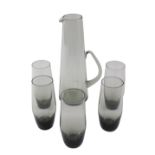 A 1960s/70s smoked glass lemonade set, comprising jug and five beakers, possibly in the manner of Pe