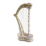 A 19thC French faience large harp, by Fourmaintraux Freres, possibly produced in Northern France, ma