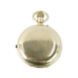 An 18ct gold full Hunter pocket watch, in a plain case with white enamel Roman numeric dial, and sec