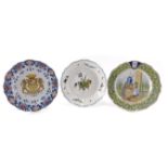 Three late 18thC and early 19thC French faience cabinet plates, comprising a late 18thC La Rochelle
