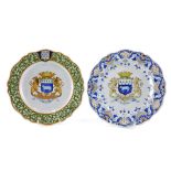 Two late 19thC French faience Portquier Beau crested Quimper plates.