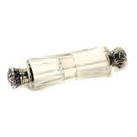 A Victorian silver and cut glass double scent bottle, each with a fluted flower head.