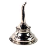 A Victorian silver wine funnel, with a two ribbed top, London, hallmarked rubbed, 2.44oz.