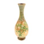 A Royal Doulton Slaters patent stoneware vase, on a green treacle stem, and gold and green painted b