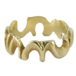An 18ct gold modern dress ring, of polished horseshoe design, ring size O, 4.5g, boxed.