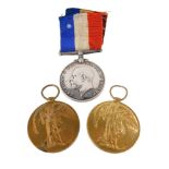 A George V World War I Defence medal, two Great War for Civilisation medals, awarded to PTE W BROWN