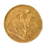 A Queen Victoria full gold sovereign dated 1901.