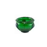 A Loetz green opalescent glass shallow vase or bowl, with blue glass divisions.