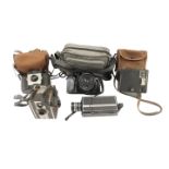 A quantity of cameras, to include a Minolta Dynax 7000I, three box cameras.