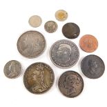 A group of collectors coins, comprising a Queen Victoria 1897 five pound silver coin, a five pound s