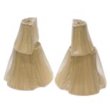 A pair of beige fabric coloured lamp shades and another pair. (4)