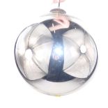 A silver mirrored witches ball, with metal mount, 17cm diameter.