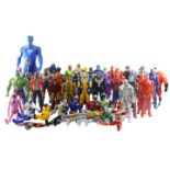 A large quantity of action figures, to include Power Rangers, Iron Man and other Marvel figures to i