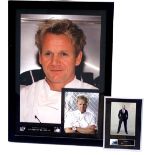 A large photograph of the chef Gordon Ramsey, and a smaller version, 'personally signed', 67cm x 45c