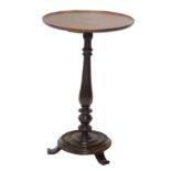 A 19thC mahogany occasional table, with a circular dish top, on turned column and turned platform, w