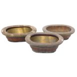 Three Chinese coopered oval wash bowls, with associated liners, 51cm wide, etc. (AF)