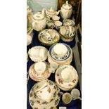 Cups and saucers, Crown Staffordshire pin dishes, Chinese white tea set, etc. (2 trays)