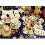 China dressing table jars, cups and saucers, miniature ornaments and trinkets, old Tupton ware, dres