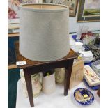 A stool, glass and silver gilt floral vase, bohemian glass vase, cigarette cards, jugs, table lamp,