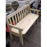 A painted pine wooden garden bench.