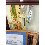 P Phylpott. boat scene, oil on board, dalmatian photographs, dalmatians mirror, etc. (a quantity)