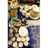 An eggshell porcelain part tea service, Wedgwood Barlaston pattern coffee cans and saucers, vases, p