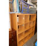 Pigeon shelves, a Bisley metal drawer cabinet, chairs.