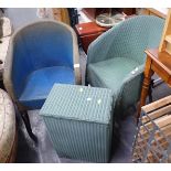 Two loom type chairs and a linen basket. (3)