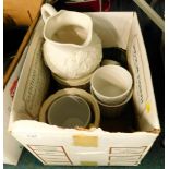 Kitchenalia, comprising white finish ceramics, jug, etc. (1 box)