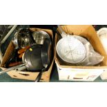 Kitchenalia, saucepans, frying pans, sieve, etc. (2 boxes)