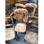 Five various oak dining/kitchen chairs.