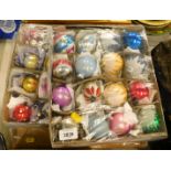 A group of vintage Christmas decorations, mainly baubles. (4 boxes)