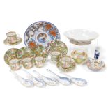 A group oriental ceramics, 19thC and later, including rice spoons, blue and white porcelain sleeve v
