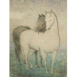 Pan Yuliang (Chinese, 1895-1977). Horses, watercolour, signed in script with red seal, 55cm x 36cm,