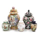 A group of Oriental ceramics, including a Chinese famille verte porcelain ginger jar and cover decor