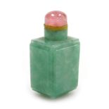 A Chinese jade snuff bottle, of square section, 6cm high.