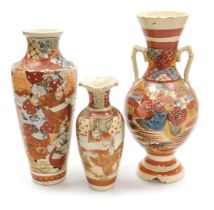 A 20thC Japanese Satsuma vase, of shouldered tapering form, decorated wit figures in a garden, 30cm