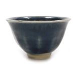 A 15thC Hoi An shipwreck cobalt blue glaze pottery wine cup, bears label, with certificate, 6.5cm wi