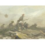 L. Poulsen (19thC/20thC). 1st World War Trenches, oil on canvas, signed, 22cm x 29.5cm