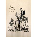 After Pablo Picasso. Don Quixote, monochrome print, 49.5cm x 35cm.