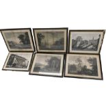 19thC engravings. Rome (2) and a set of four scenic views (6).