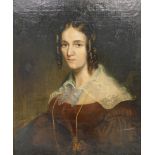 Early 19thC British School. Half Length portrait of a lady, oil on canvas, 75cm x 52cm. Cheffins Lot