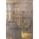 •Hewitt Henry Rayner (1902-1957). Hall interior, oil on canvas, 33cm x 22.5cm.