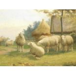 Jef Louis Van Leemputten (1867-1948). Sheep in farm landscape with maiden, oil on canvas, signed, 24