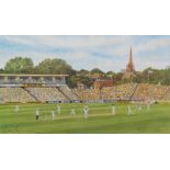 •Devon Malcolm (b.1963). Hadlee's last Wicket in Test Cricket, artist and player signed limited edit