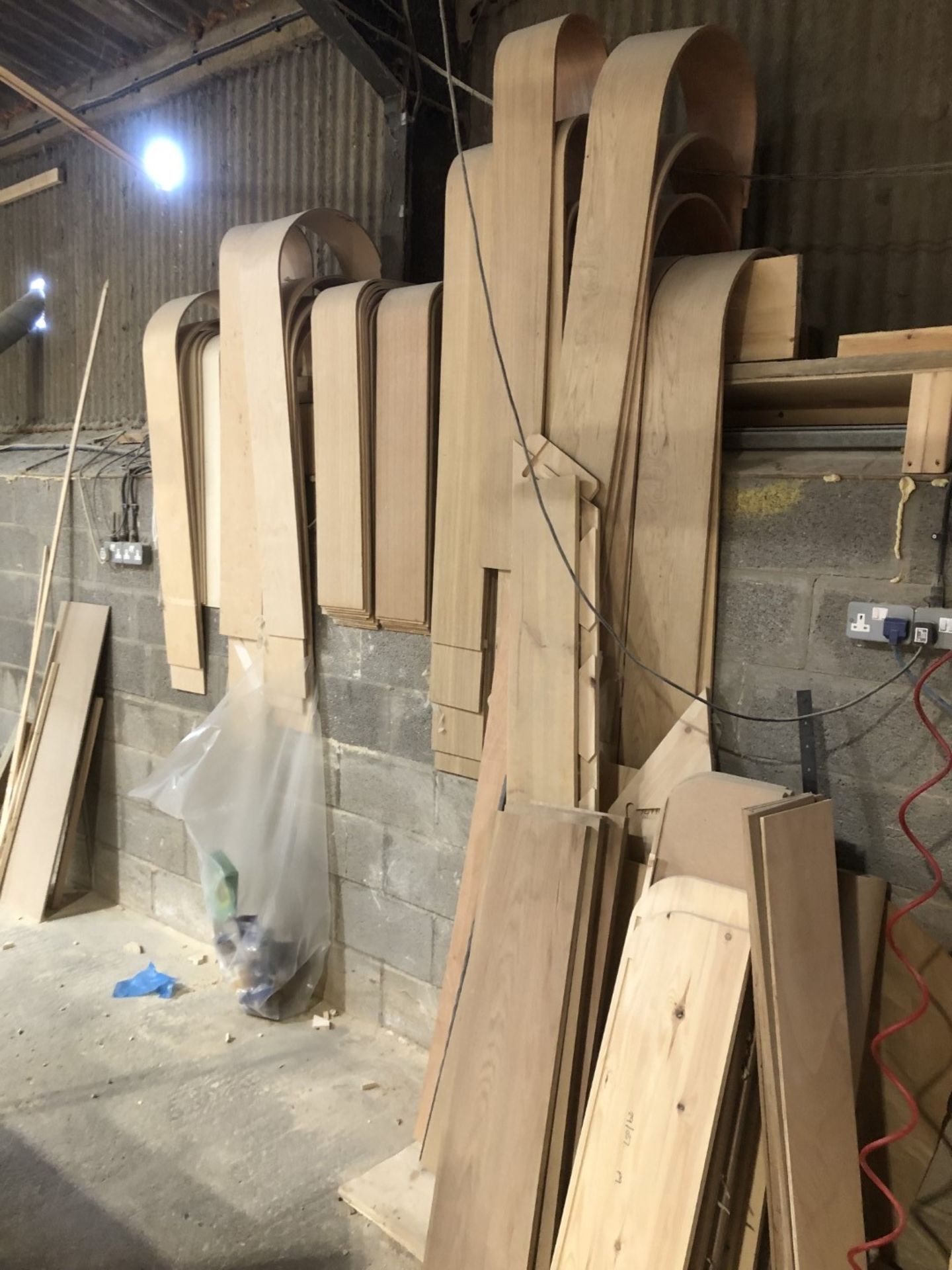 Oak and birch bentwood pre-formed risers, others and the residual timber stock in the Joiners Shop. - Image 3 of 4