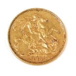A Queen Victoria gold full sovereign 1892, approximately 8g.